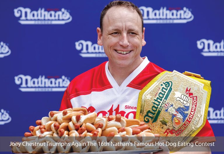 Joey Chestnut Triumphs Again The 16th Nathan’s Famous Hot Dog Eating Contest